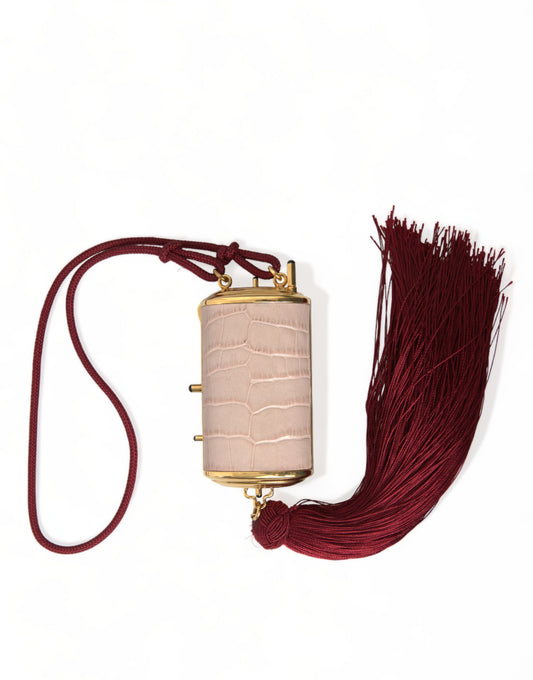 Dolce & Gabbana Exotic Pink Leather Mini Mirror Bag with Tassel