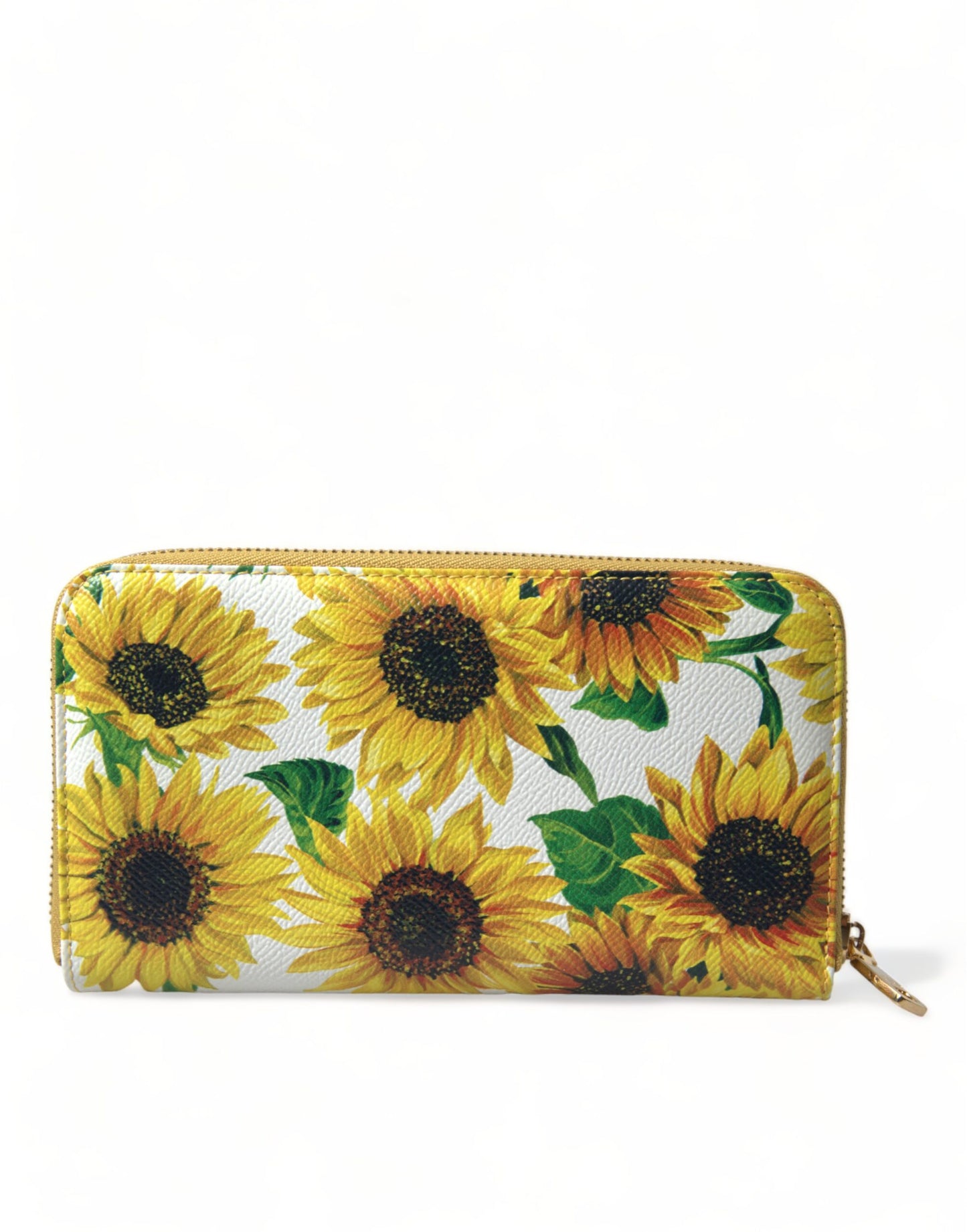 Dolce & Gabbana Sunflower Print Leather Continental Wallet