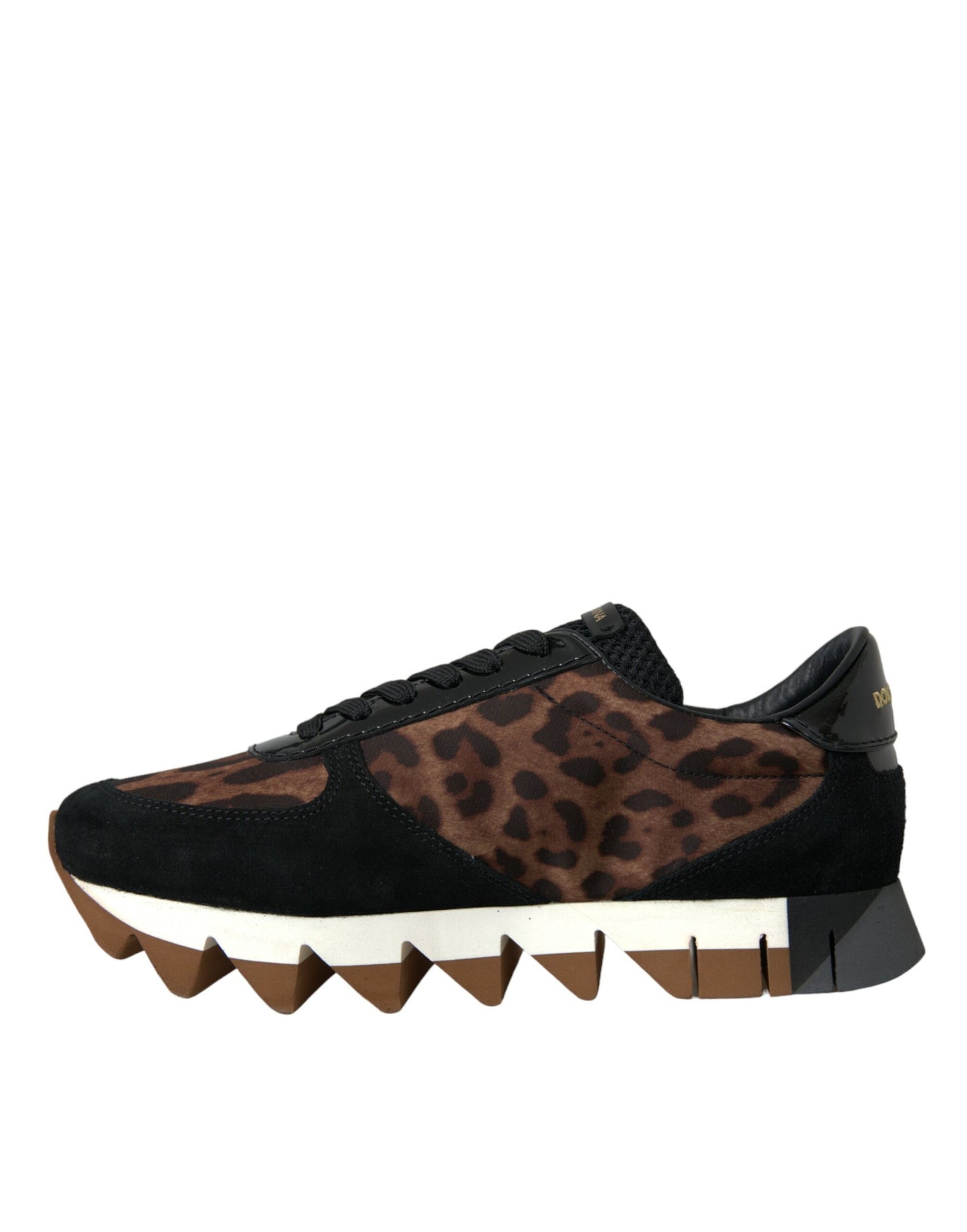 Dolce & Gabbana Black Brown Leopard Low Top Leather Sneaker Shoes