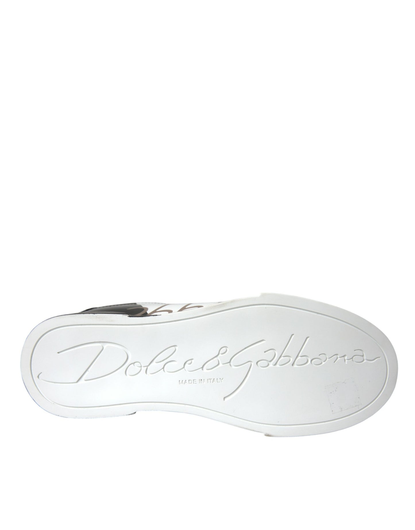 Dolce & Gabbana White Black Portofino Low Top Leather Sneakers Shoes