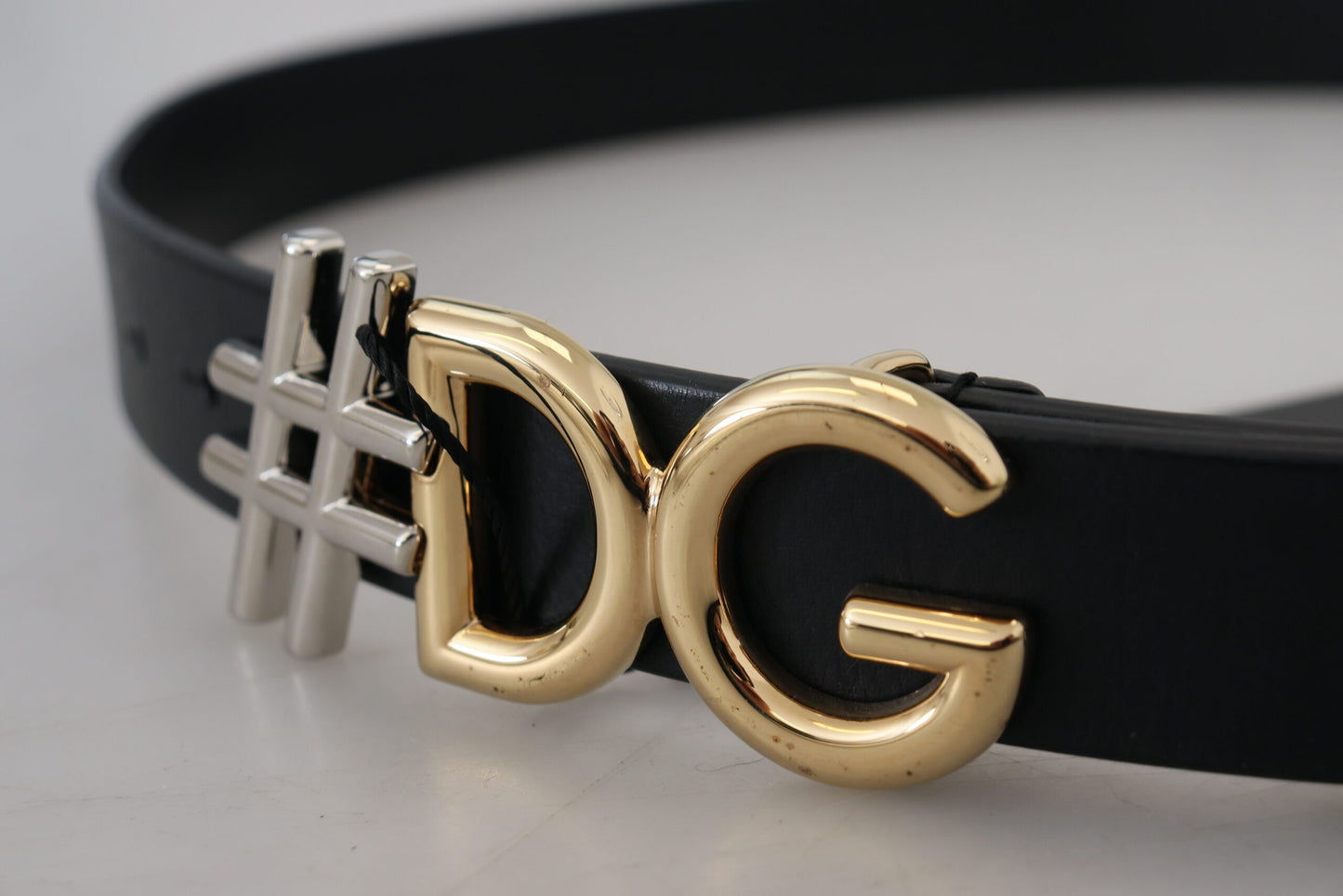 Dolce & Gabbana Black Leather Metal #DG Logo Buckle Belt