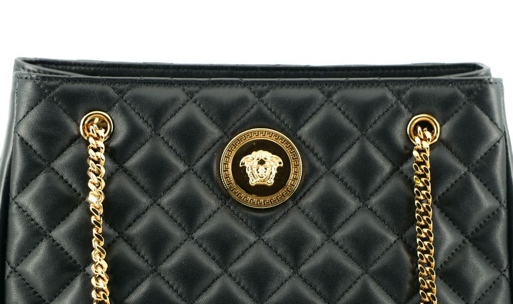 Versace Elegant Quilted Nappa Leather Tote Bag