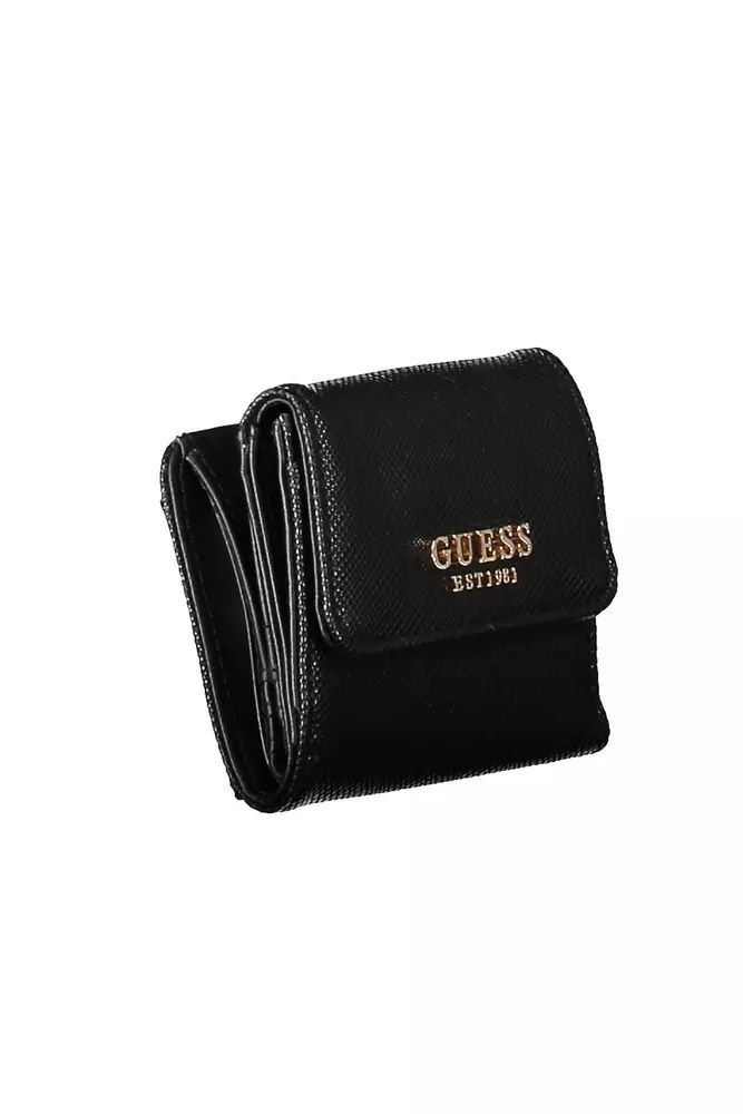 Guess Jeans Sleek Black Polyethylene Wallet with Logo