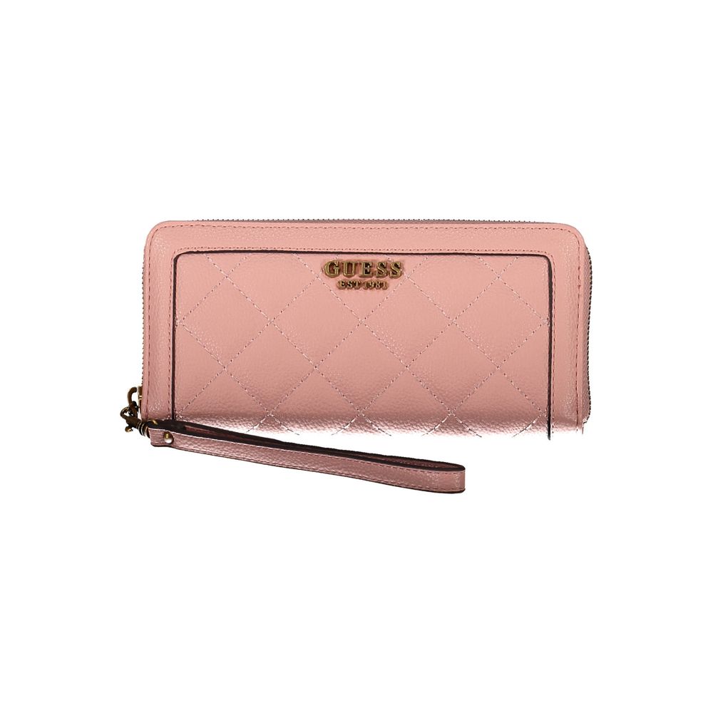 Guess Jeans Chic Pink Wallet with Contrast Zip & Logo