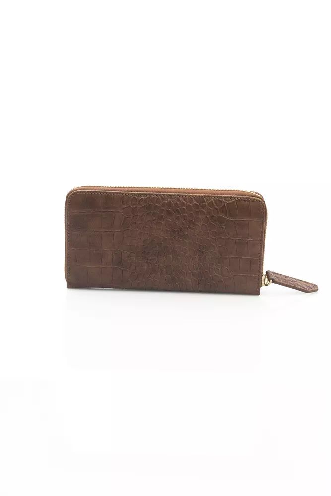 La Martina Elegant Brown Leather Zip Wallet