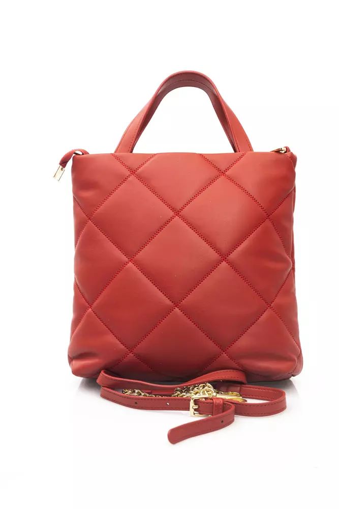 Baldinini Trend Elegant Red Leather Shoulder Bag with Golden Accents