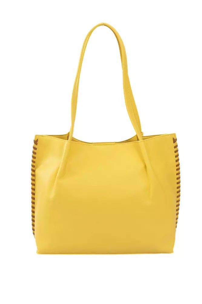 Baldinini Trend Chic Yellow Handbag with Golden Accents