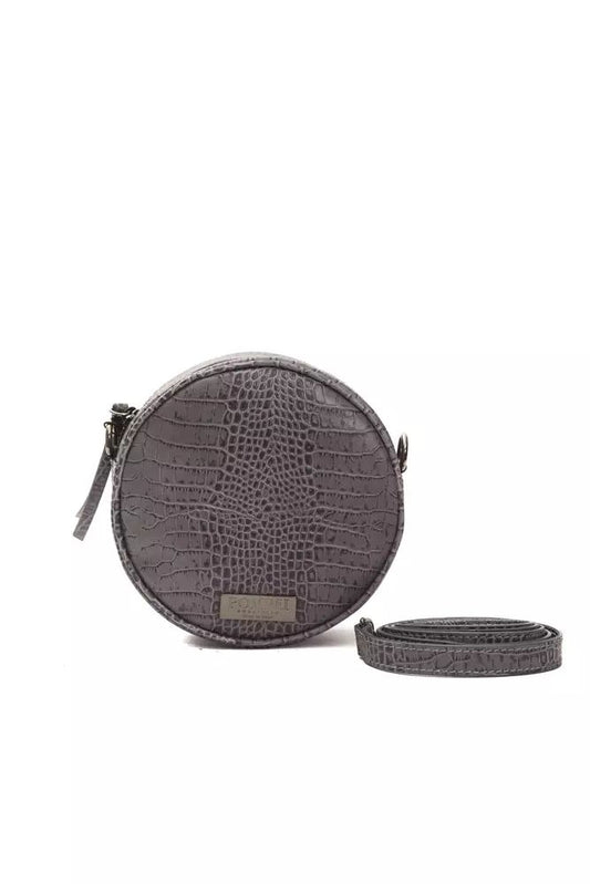 Pompei Donatella Chic Gray Croc-Embossed Crossbody